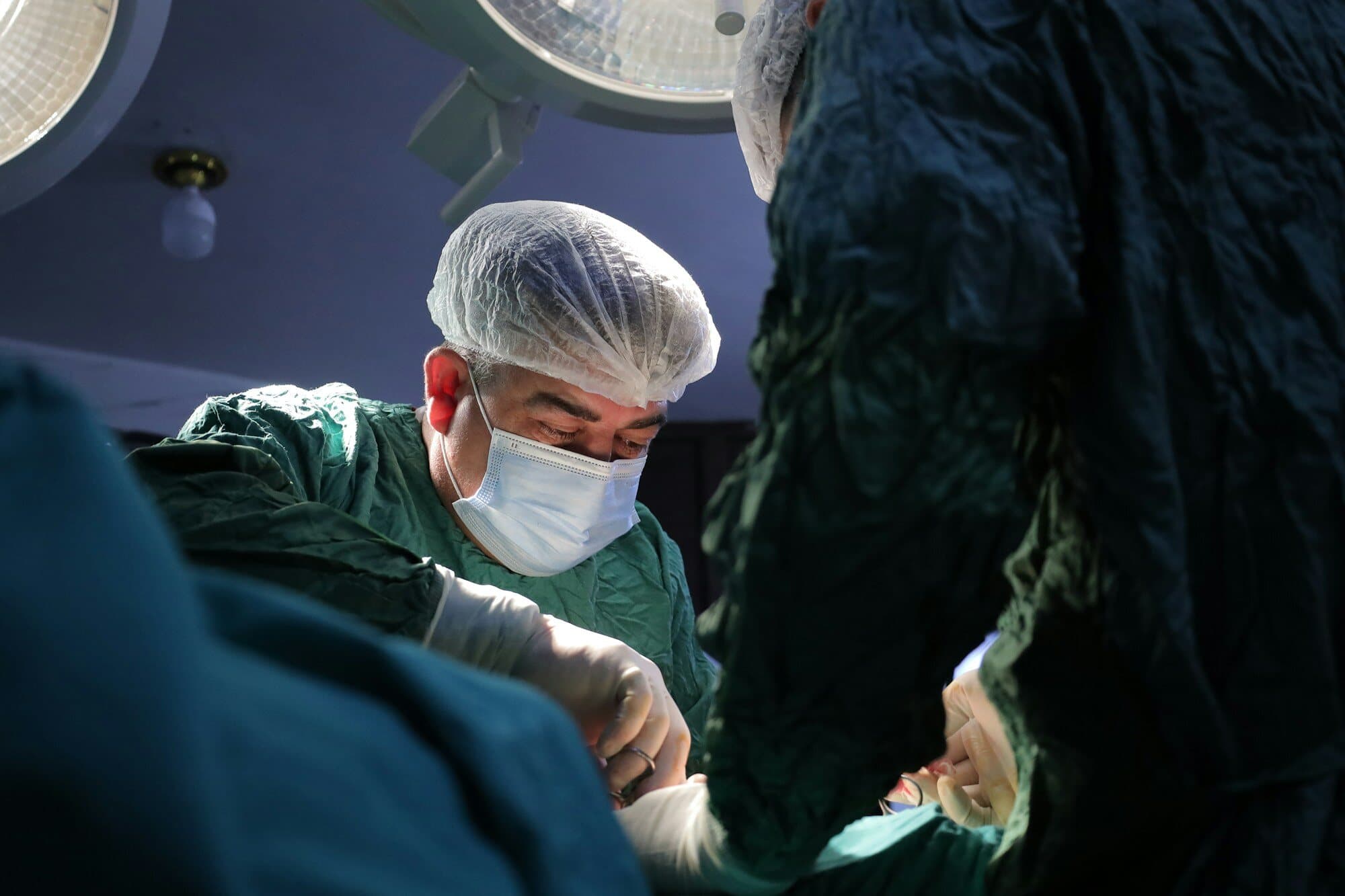Arthroscopic knee surgery in theatre